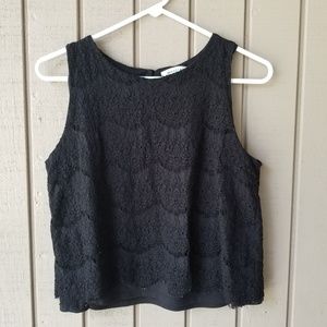 Monteau black lace crop blouse